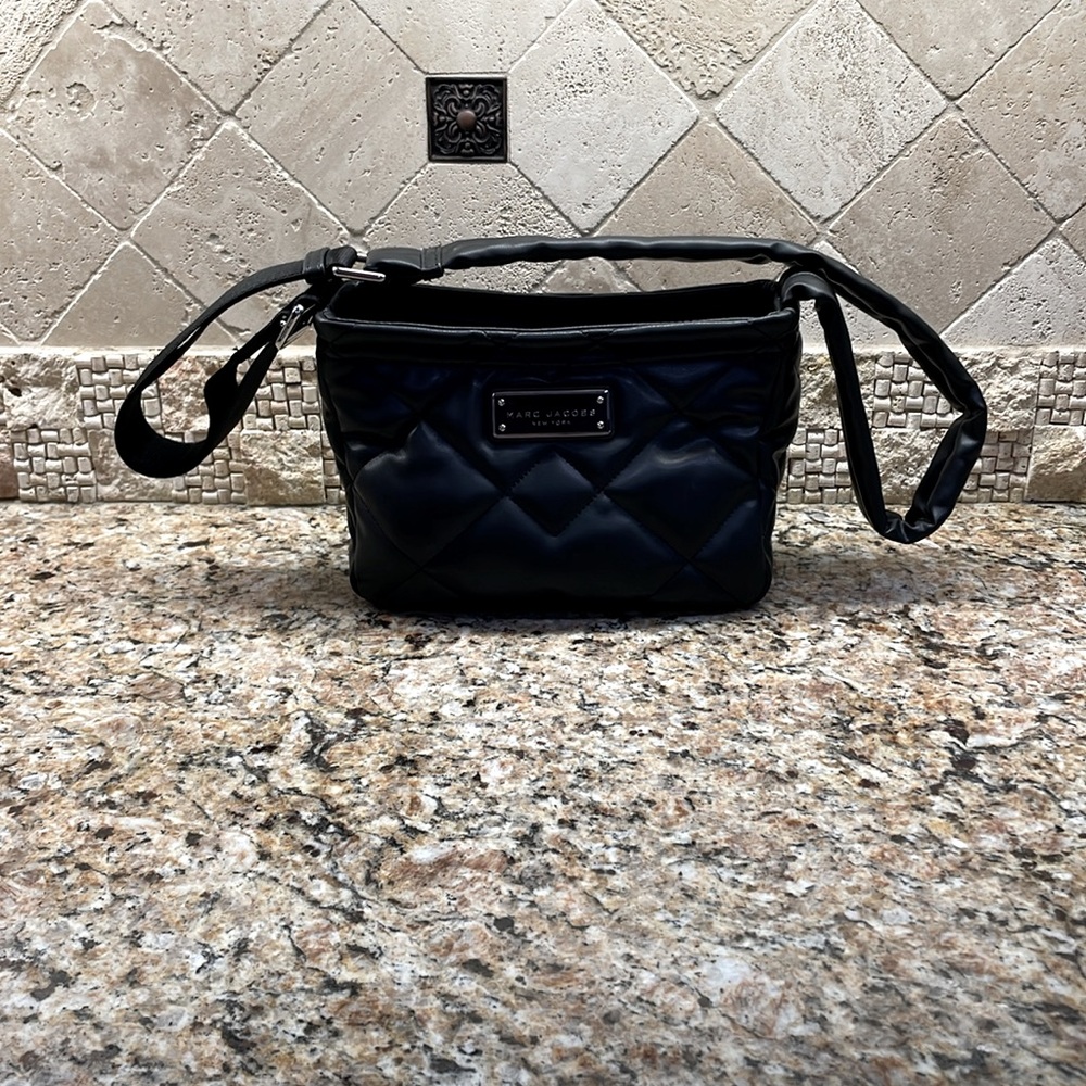 Marc Jacobs Black Quilted Crossbody Bag with Silver Hardware